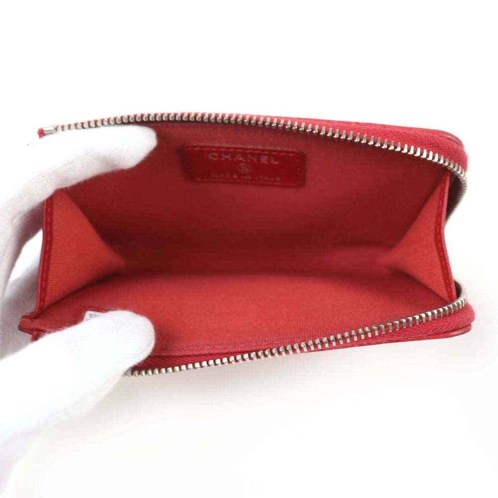 CHANEL Red Lambskin Leather Logo Wallet - Picture 6 of 11